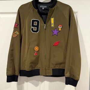 Olive Bomber Jacket with Patches